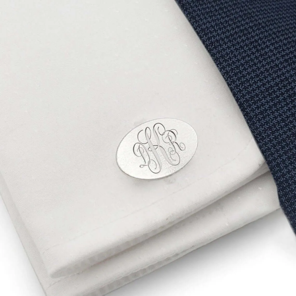 Monogrammed Cufflinks in Sterling Silver Anniversary Gift