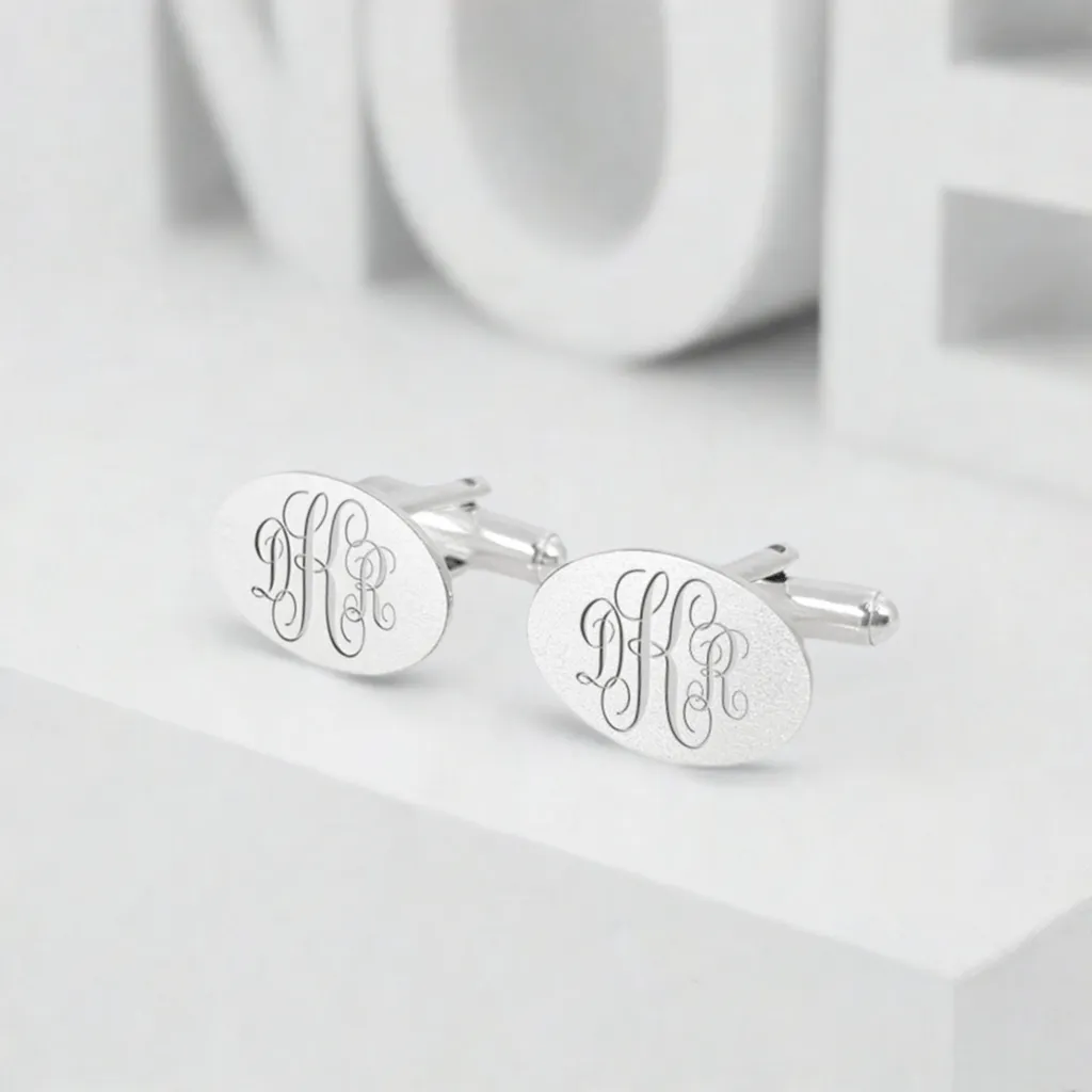 Monogrammed Cufflinks in Sterling Silver Anniversary Gift