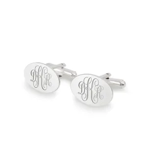Monogrammed Cufflinks in Sterling Silver Anniversary Gift