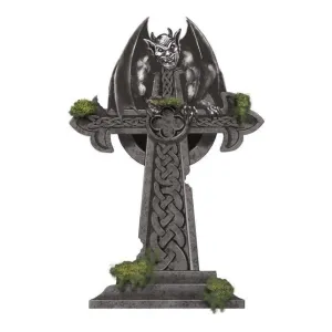 Mossy Cross With Gargoyle Tombstone
