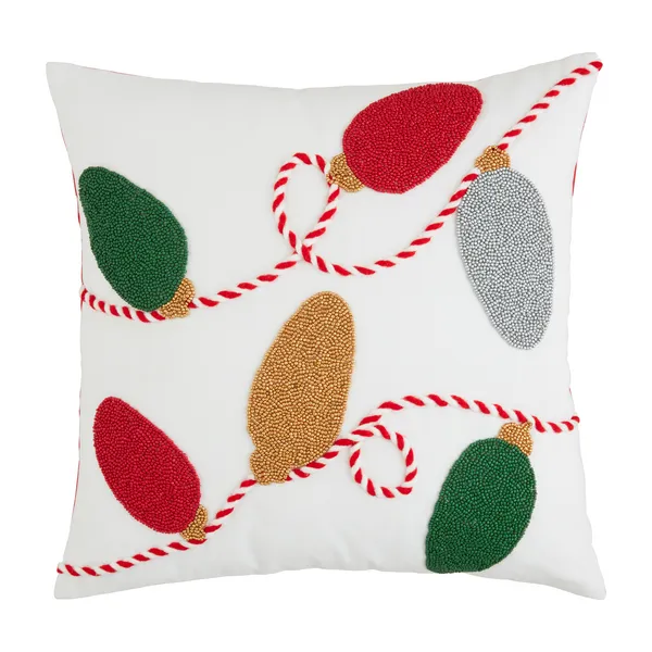 Mudpie String of Lights Beaded Pillow