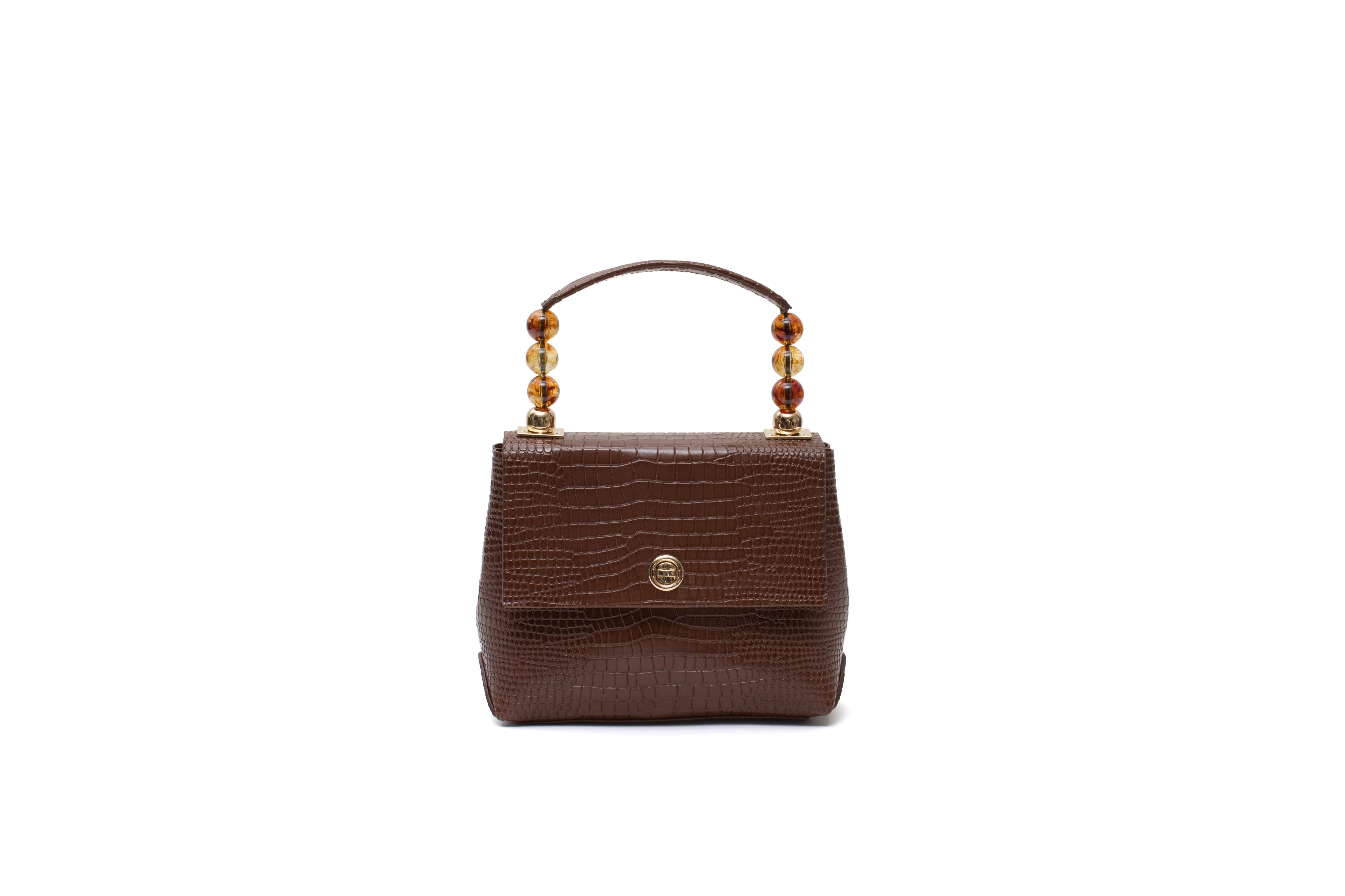 Nº48 Carré Top Handle Mini - Chestnut Croc