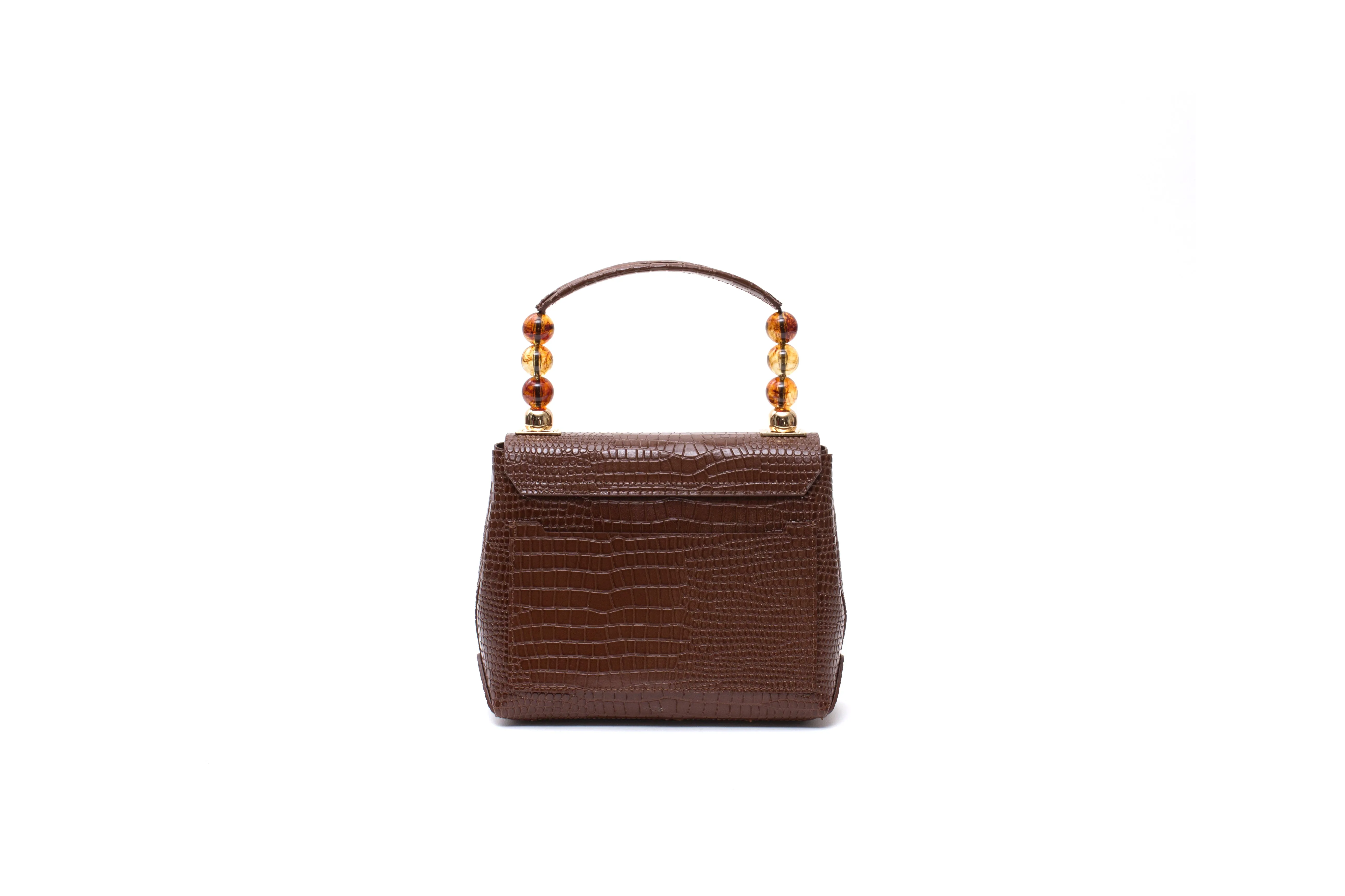 Nº48 Carré Top Handle Mini - Chestnut Croc