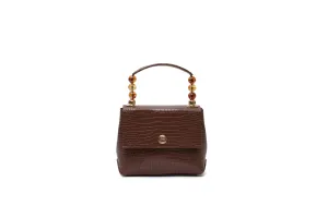 Nº48 Carré Top Handle Mini - Chestnut Croc