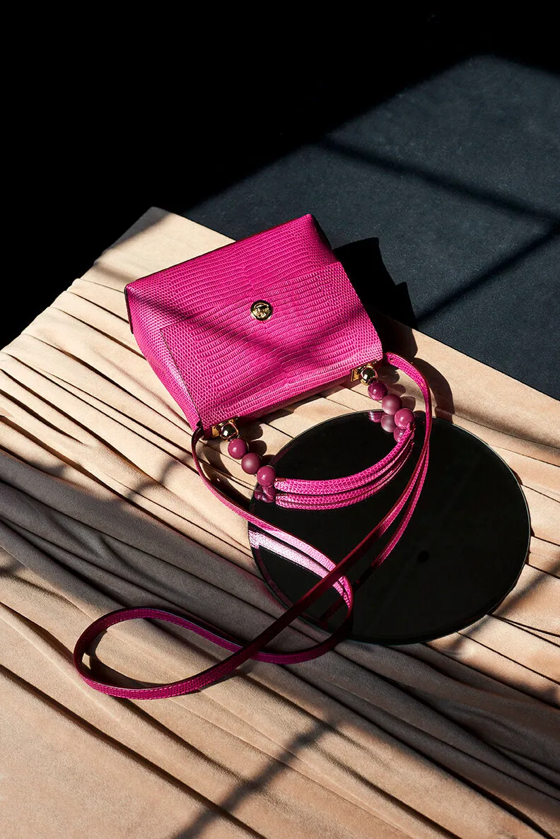 Nº48 Carré Top Handle Mini - Fuchsia Lizard // WEB EXCLUSIVE