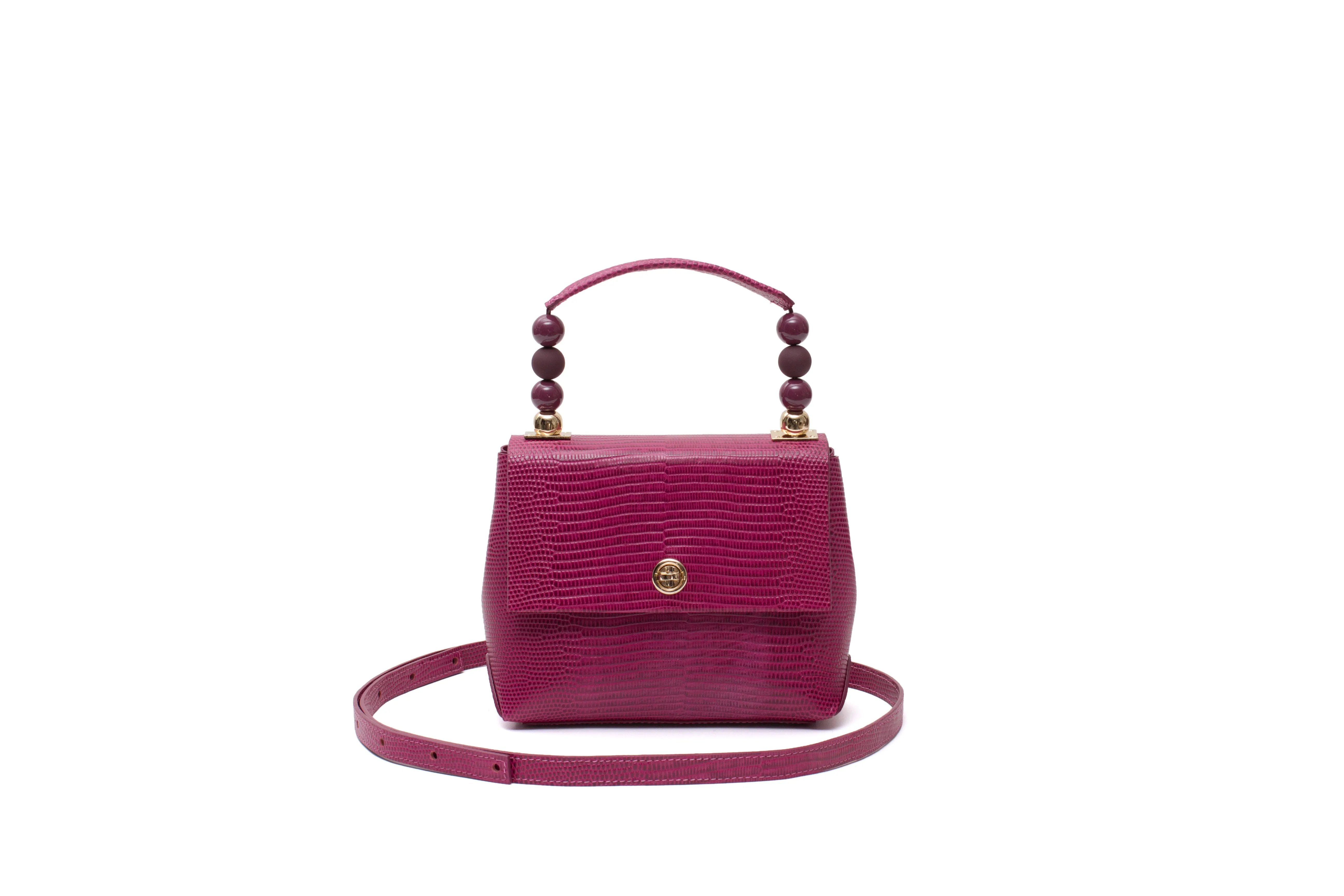 Nº48 Carré Top Handle Mini - Fuchsia Lizard // WEB EXCLUSIVE