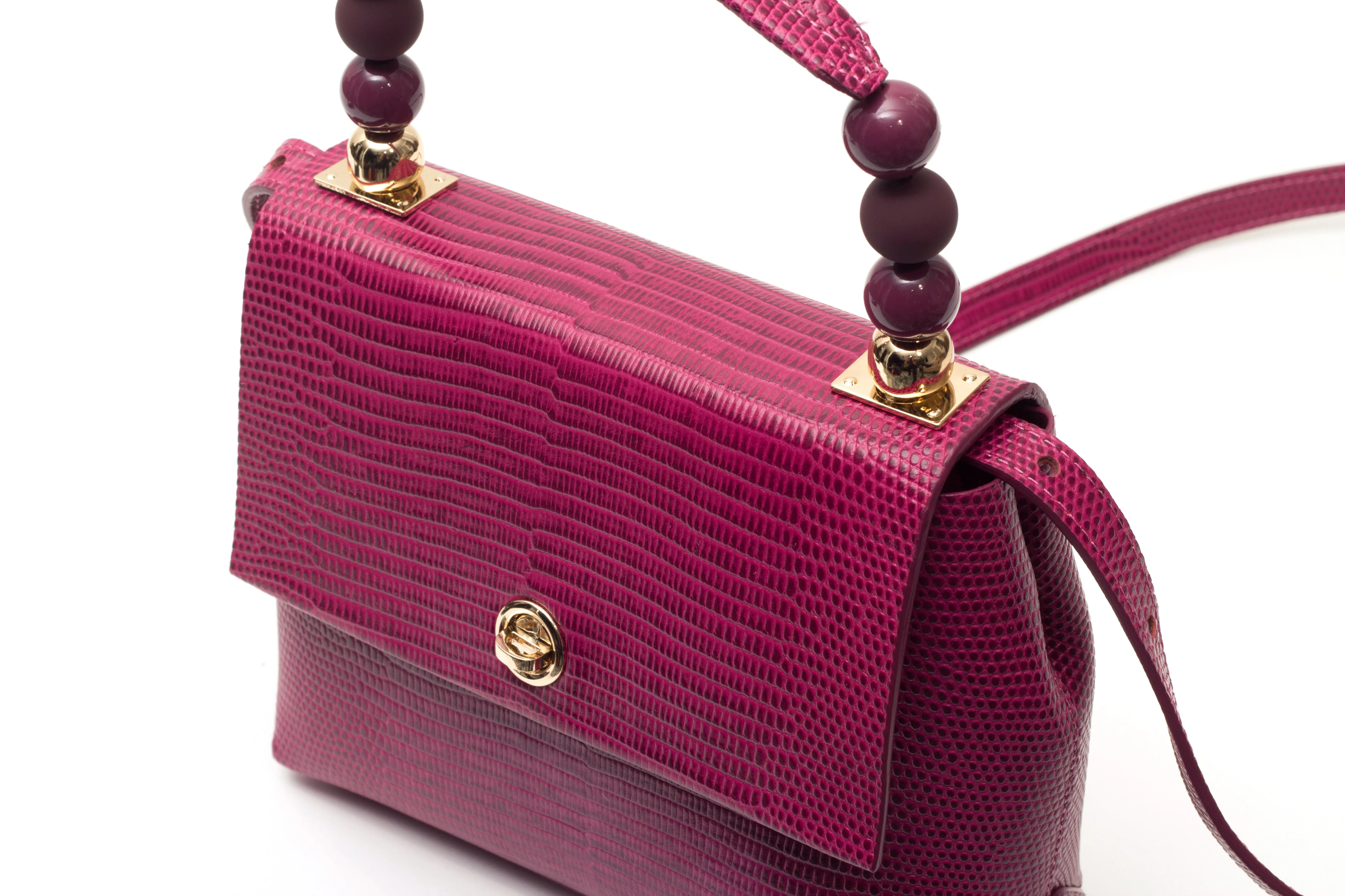 Nº48 Carré Top Handle Mini - Fuchsia Lizard // WEB EXCLUSIVE