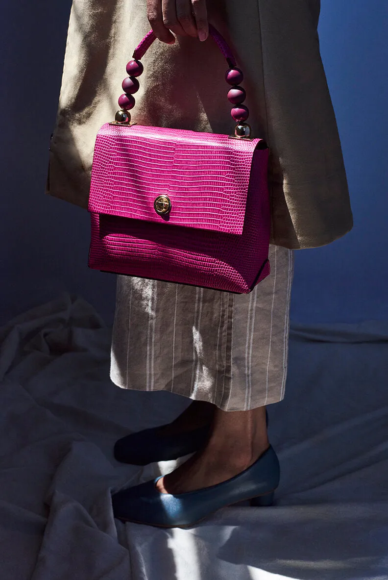 Nº48 Carré Top Handle Mini - Fuchsia Lizard // WEB EXCLUSIVE