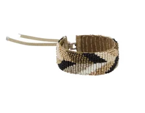 Narrow Chevron Leather Bracelet (Gold, Bronze, Off White, Taupe, Black, Pink)