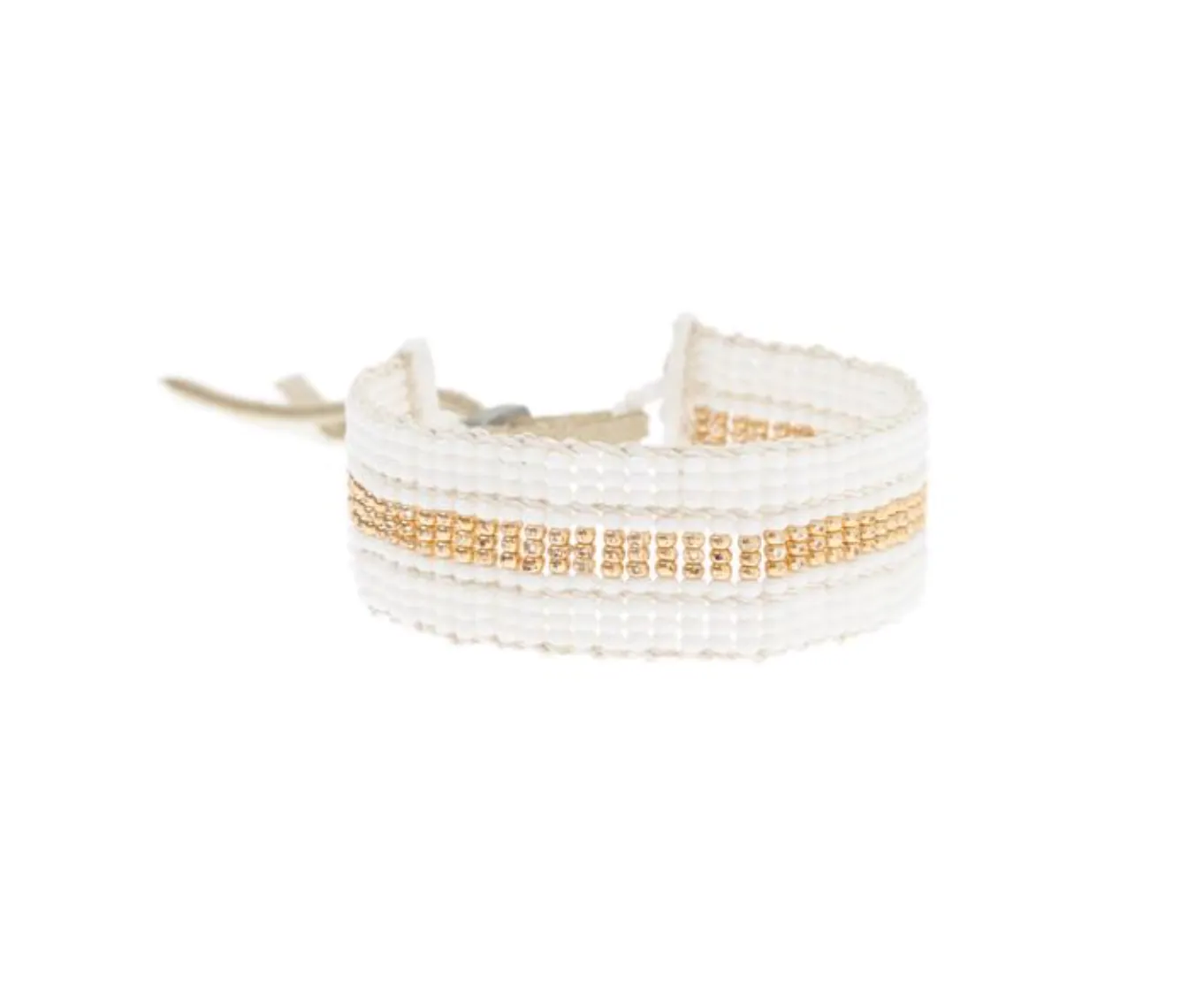 Narrow Stripe Warrior Bracelet (White, Gold)
