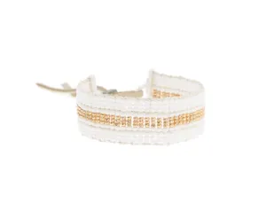Narrow Stripe Warrior Bracelet (White, Gold)