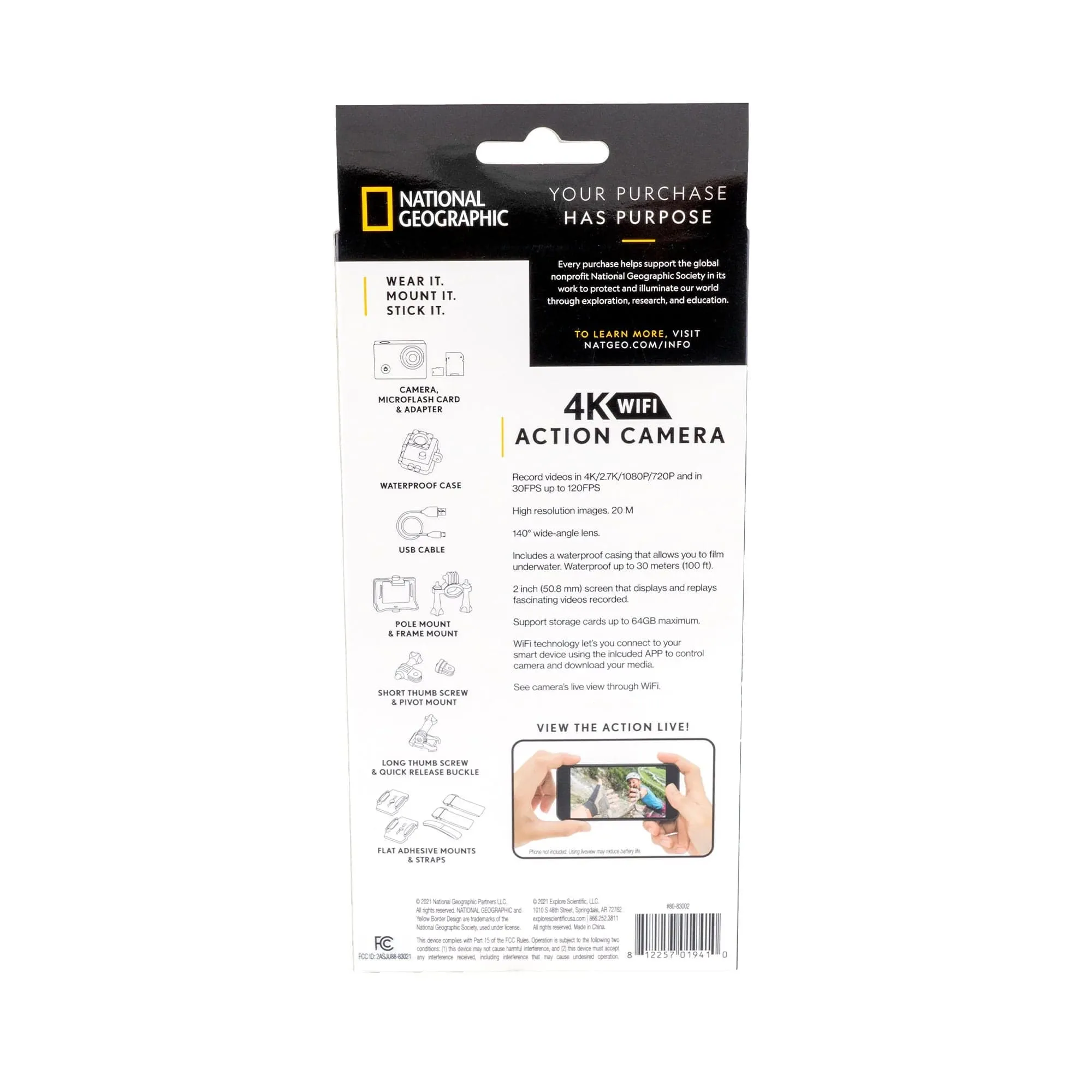 National Geographic 4K Action Camera with WiFi - 80-83002