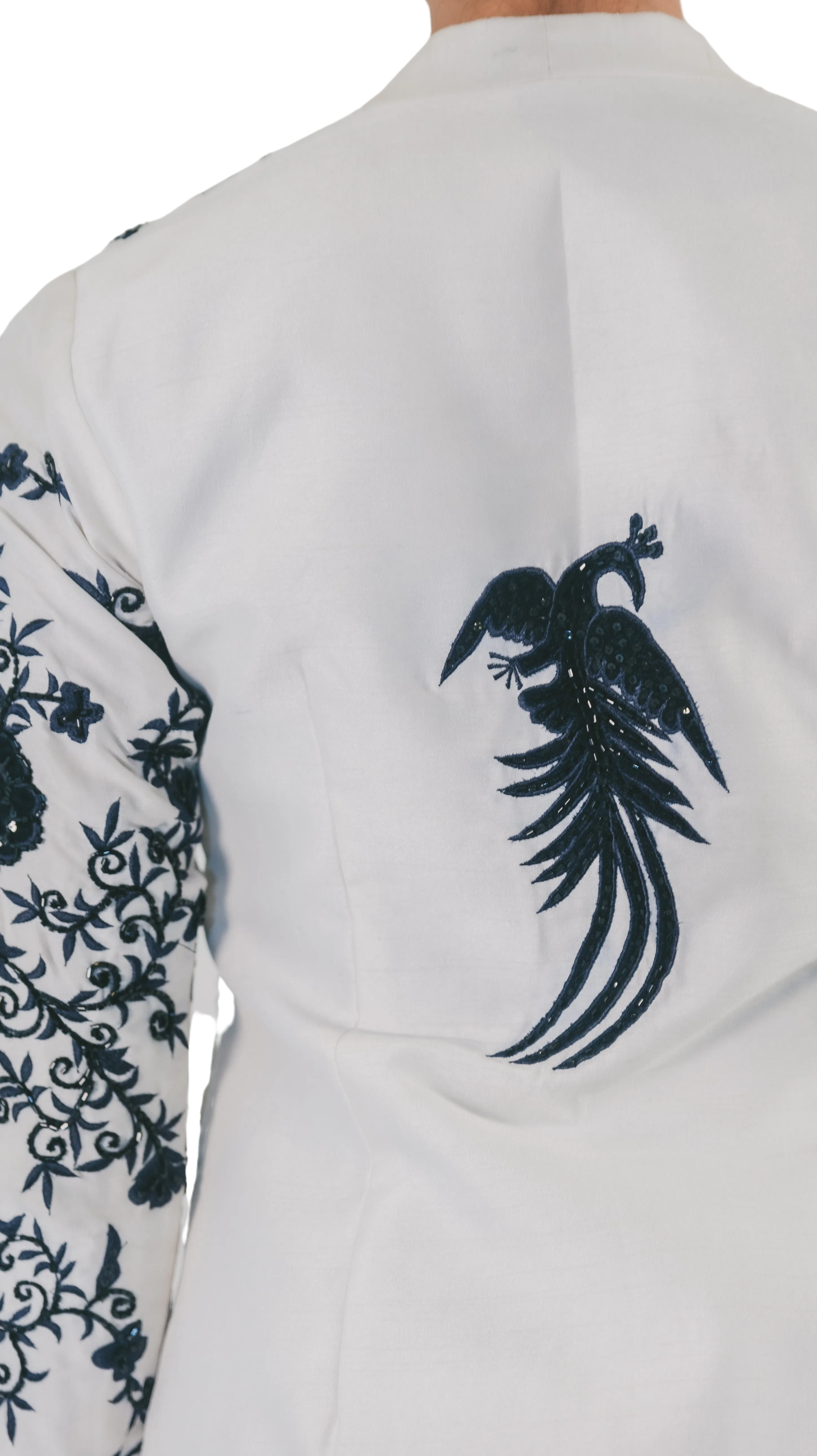 Navy Floral Embroidered Jacket with Navy Dhoti Pants