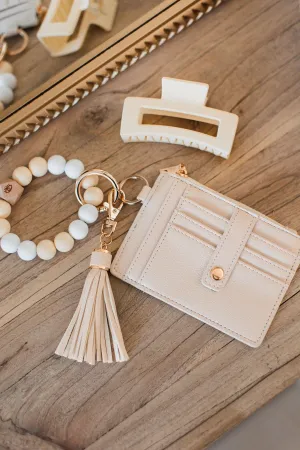 New Chapter Card Wallet Key Chain- Beige