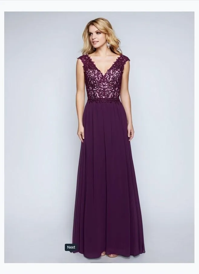 Nina Canacci 1449 Long formal dress. A V-neckline top this glamorous ensemble