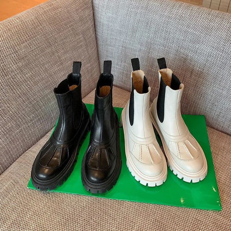 Non-Slip  External Wear Platform Women Shoes Mid-calf Boots