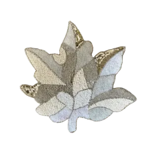 Off-White Beaded Maple Leaf Shaped Embroidery Placemats