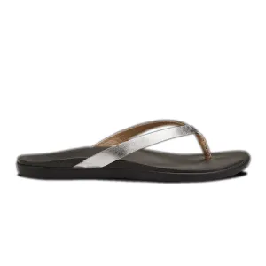 Olukai Womens Ho'opio Silver/Charcoal Sandal