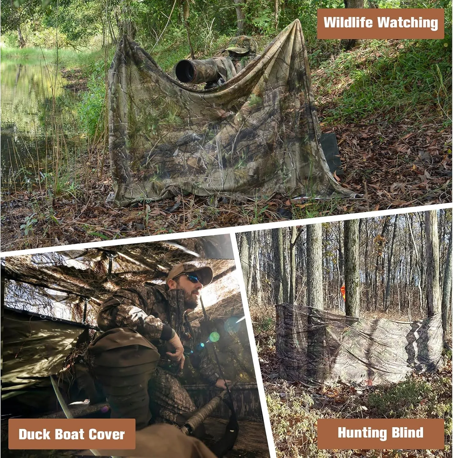 One Way See Through Camouflage Lightweight Mesh Camo Netting 5FTX6.5Ft New, Hunt