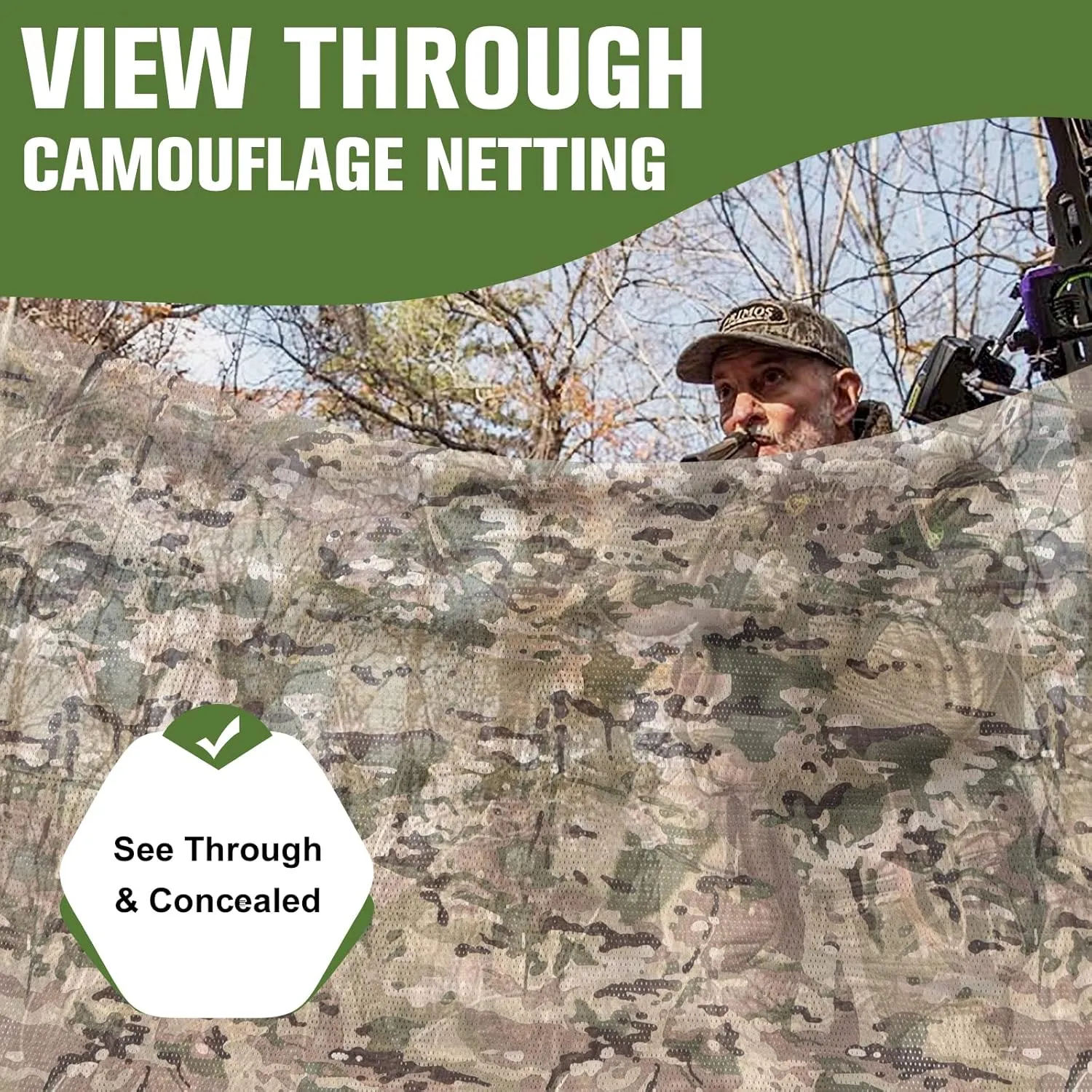 One Way See Through Camouflage Lightweight Mesh Camo Netting 5FTX6.5Ft New, Hunt
