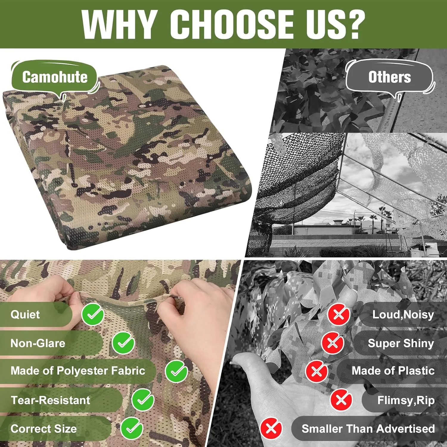One Way See Through Camouflage Lightweight Mesh Camo Netting 5FTX6.5Ft New, Hunt