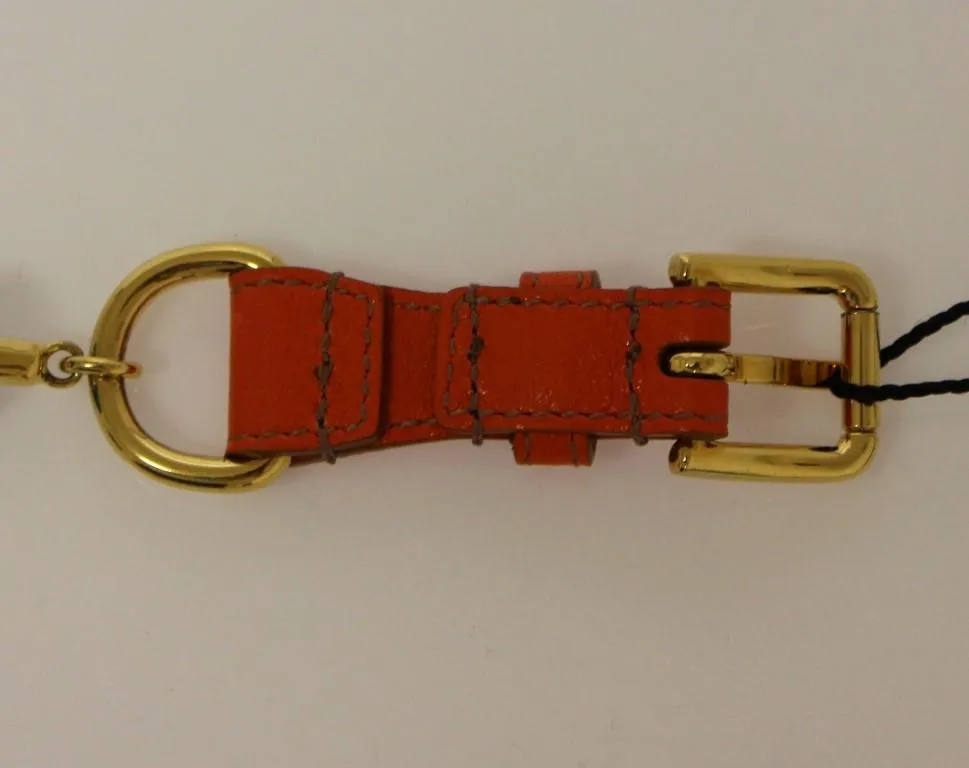 Orange Leather Multicolor Beaded Belt