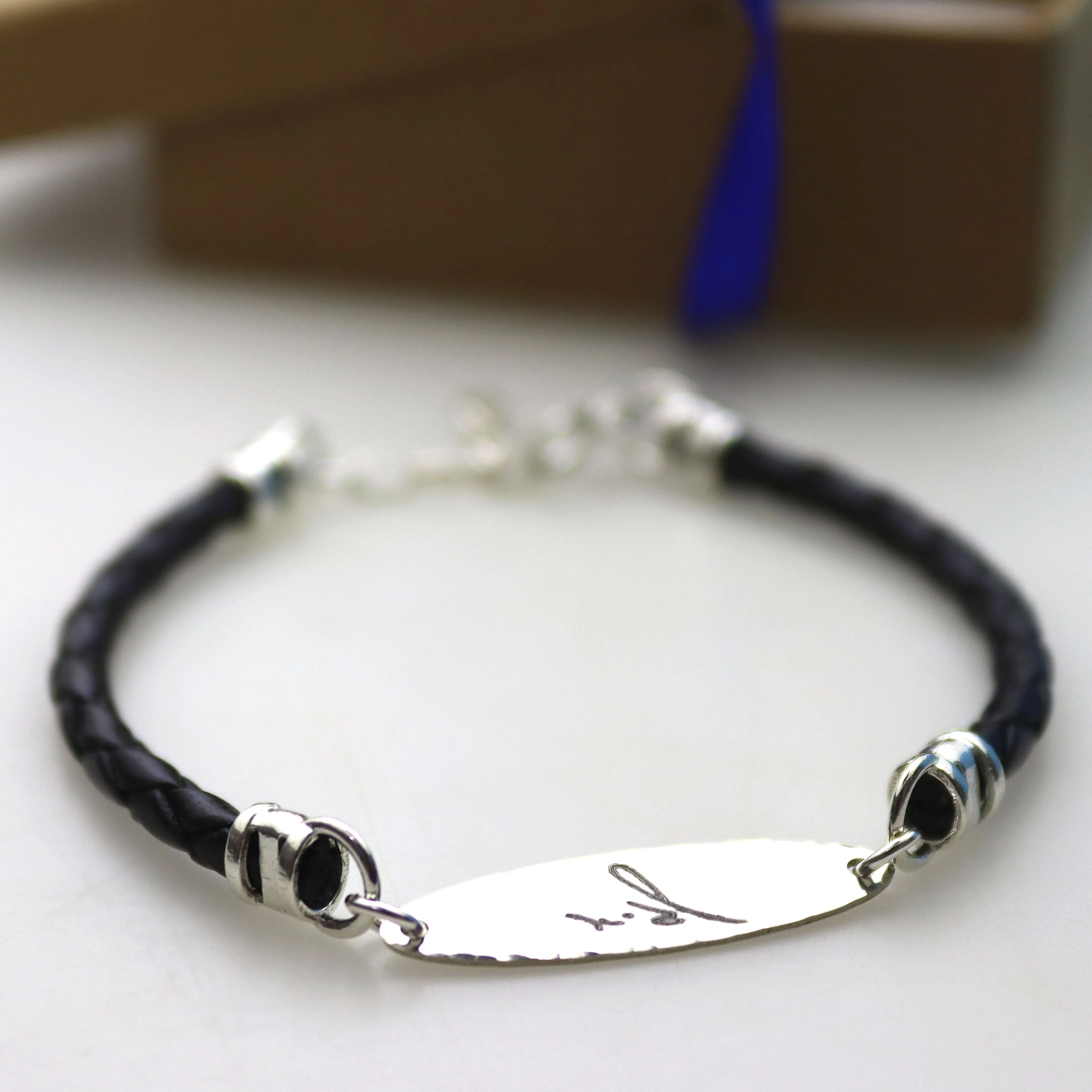 Personalised Handwriting Men's Bracelet - Designer Leather Bracelet