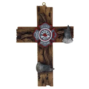 Pine Ridge Fireman Wall Cross - Cross Decor For Wall, American Flag Inspirational Cross, Fireman Axe, 4 X 6 Inches