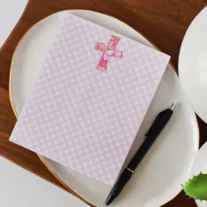 Pink Cross Gingham Notepad