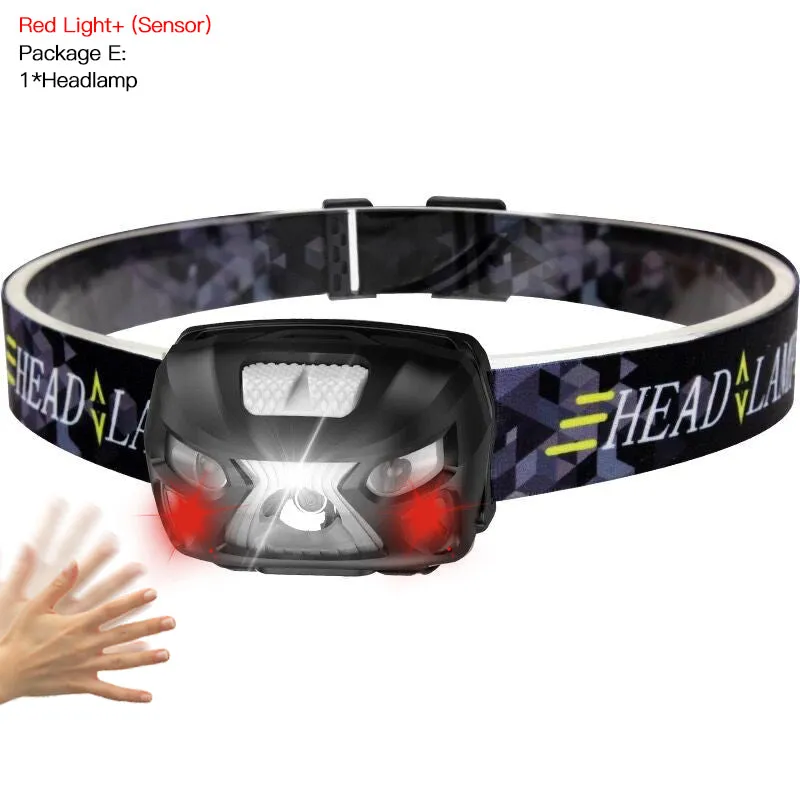 Powerfull LED Headlamp Built-in battery Rechargeable LED Headlight Body Motion Sensor Head Flashlight Camping Torch Light Lamp