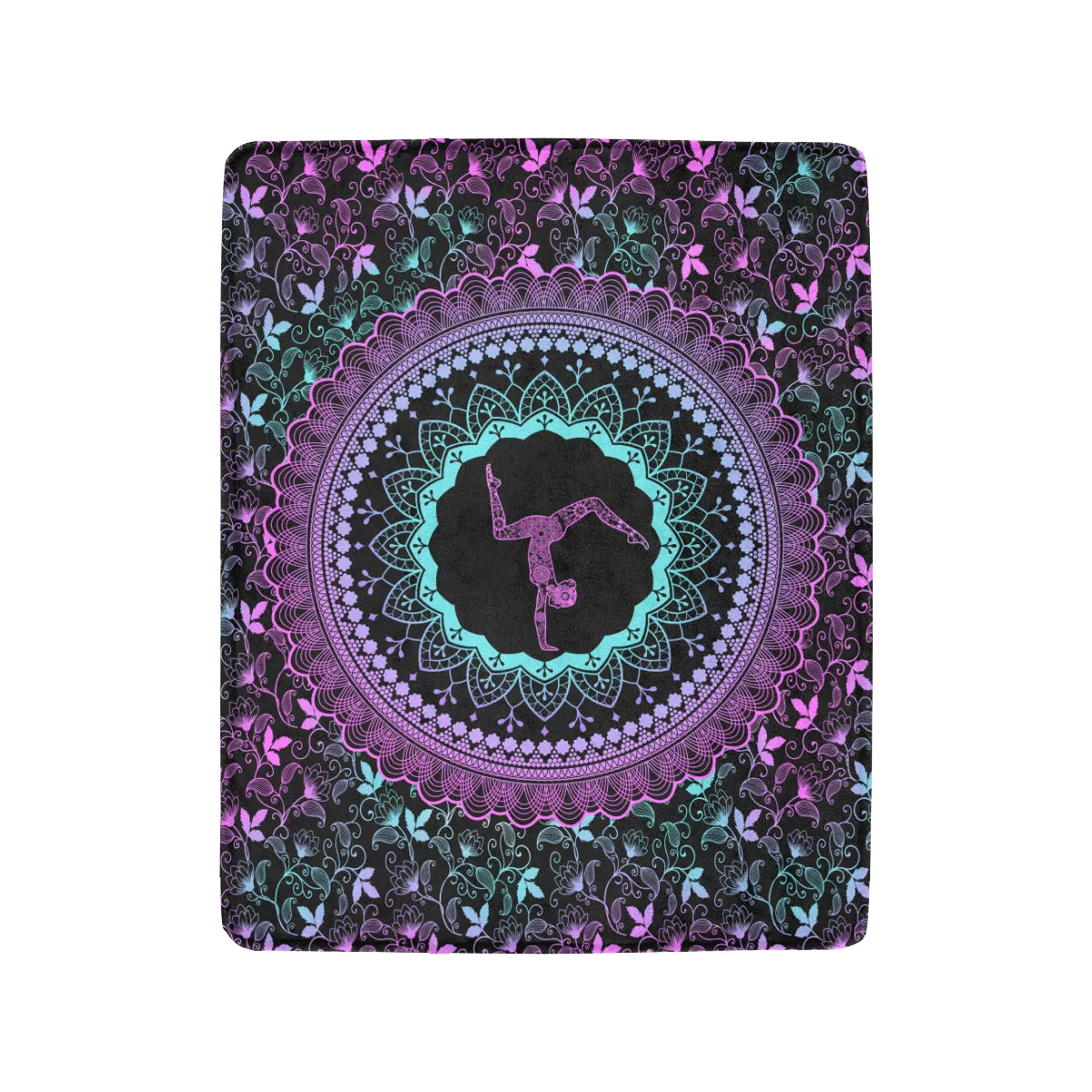 Purple and Black Fleece Mandala Blanket