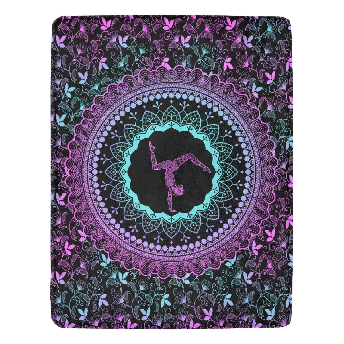 Purple and Black Fleece Mandala Blanket