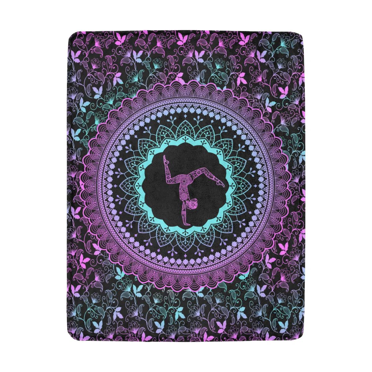 Purple and Black Fleece Mandala Blanket