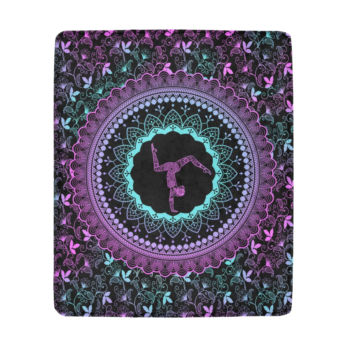 Purple and Black Fleece Mandala Blanket
