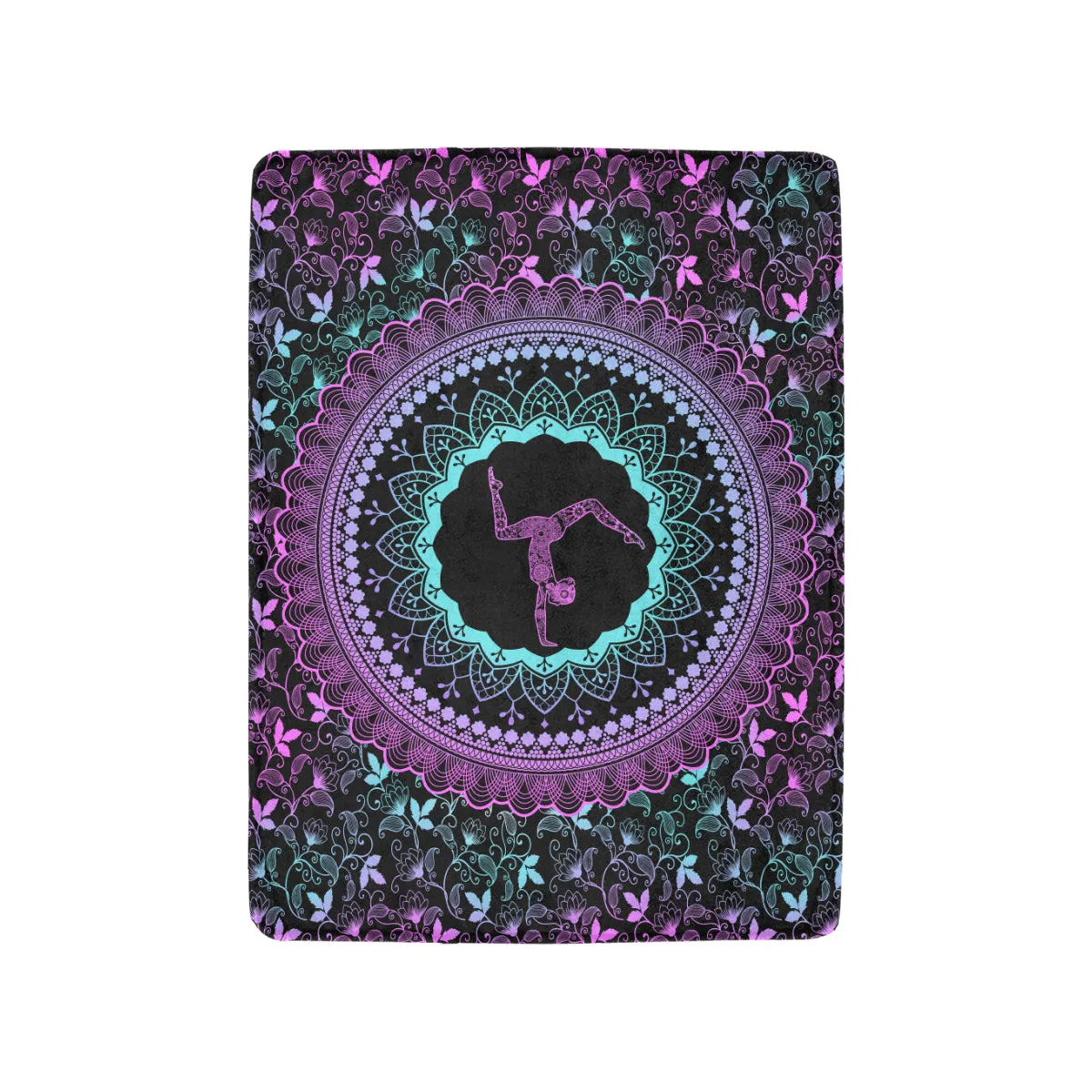 Purple and Black Fleece Mandala Blanket