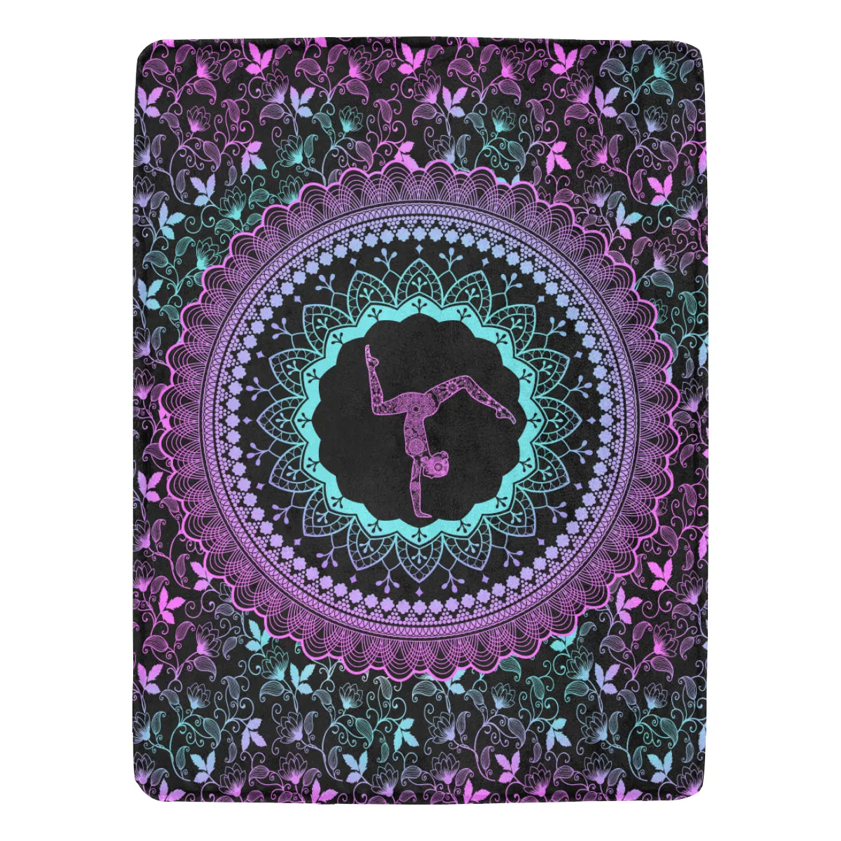 Purple and Black Fleece Mandala Blanket