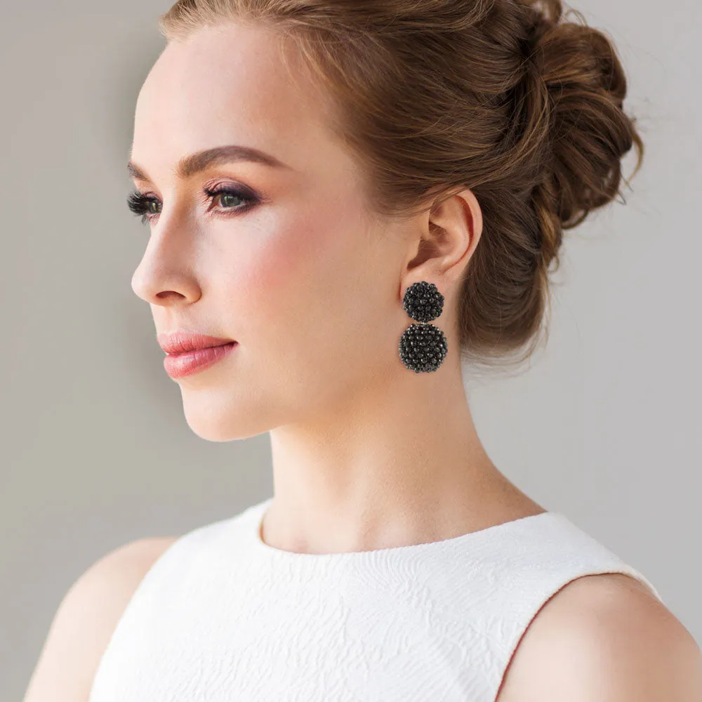 "Dangle Bloom" Handcrafted Crochet Faceted Beaded Crystal Drop Earrings