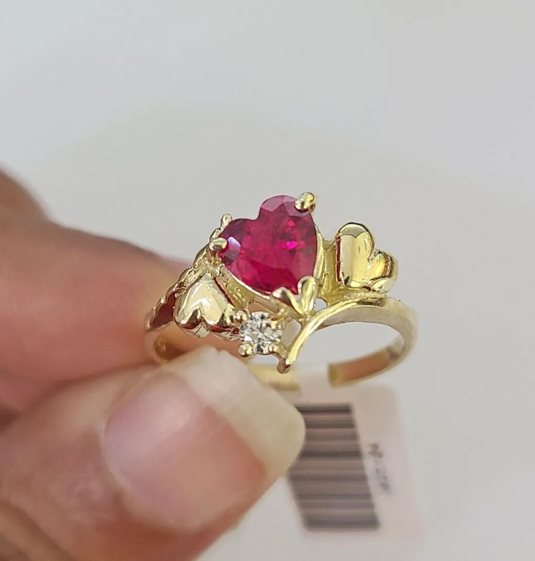 Real 10k Yellow Gold Hearts Ring Wedding Engagement Casual 10Kt Genuine