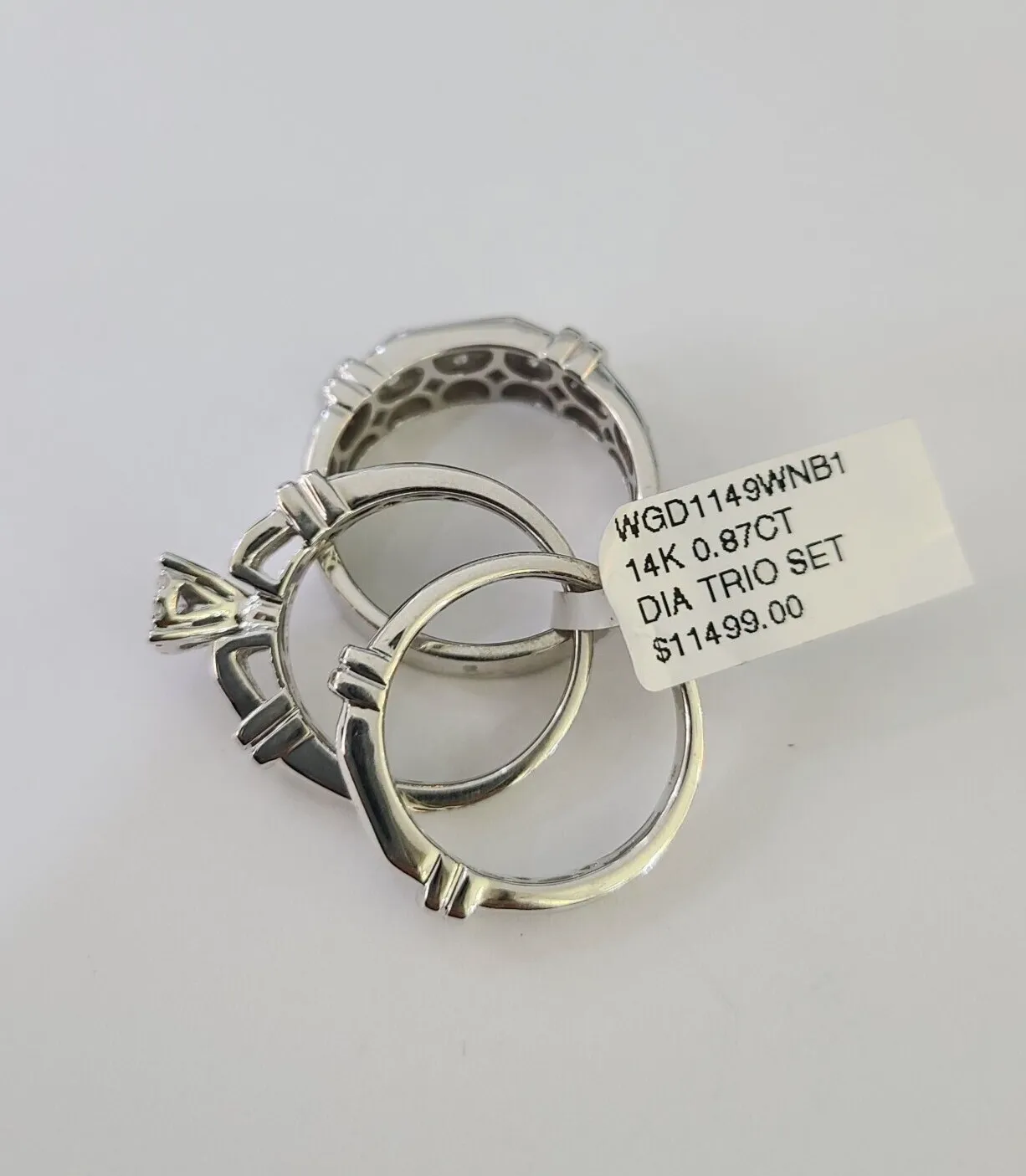 REAL 14k Diamond Ring White Gold Ladies Men Trio SET Wedding Engagement Genuine