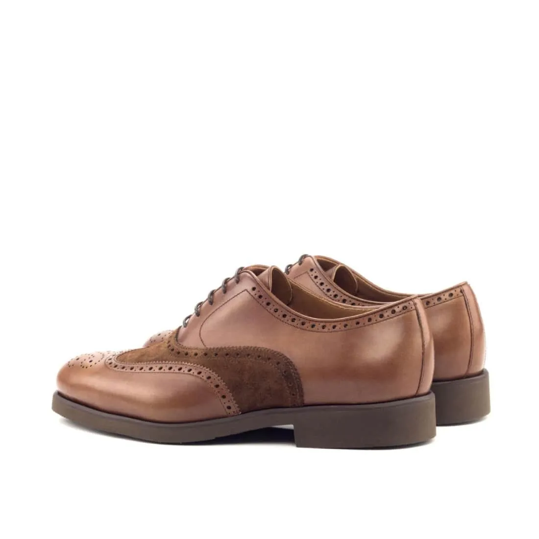 Richelieu fleuri en cuir et daim marron - Semelles caoutchouc