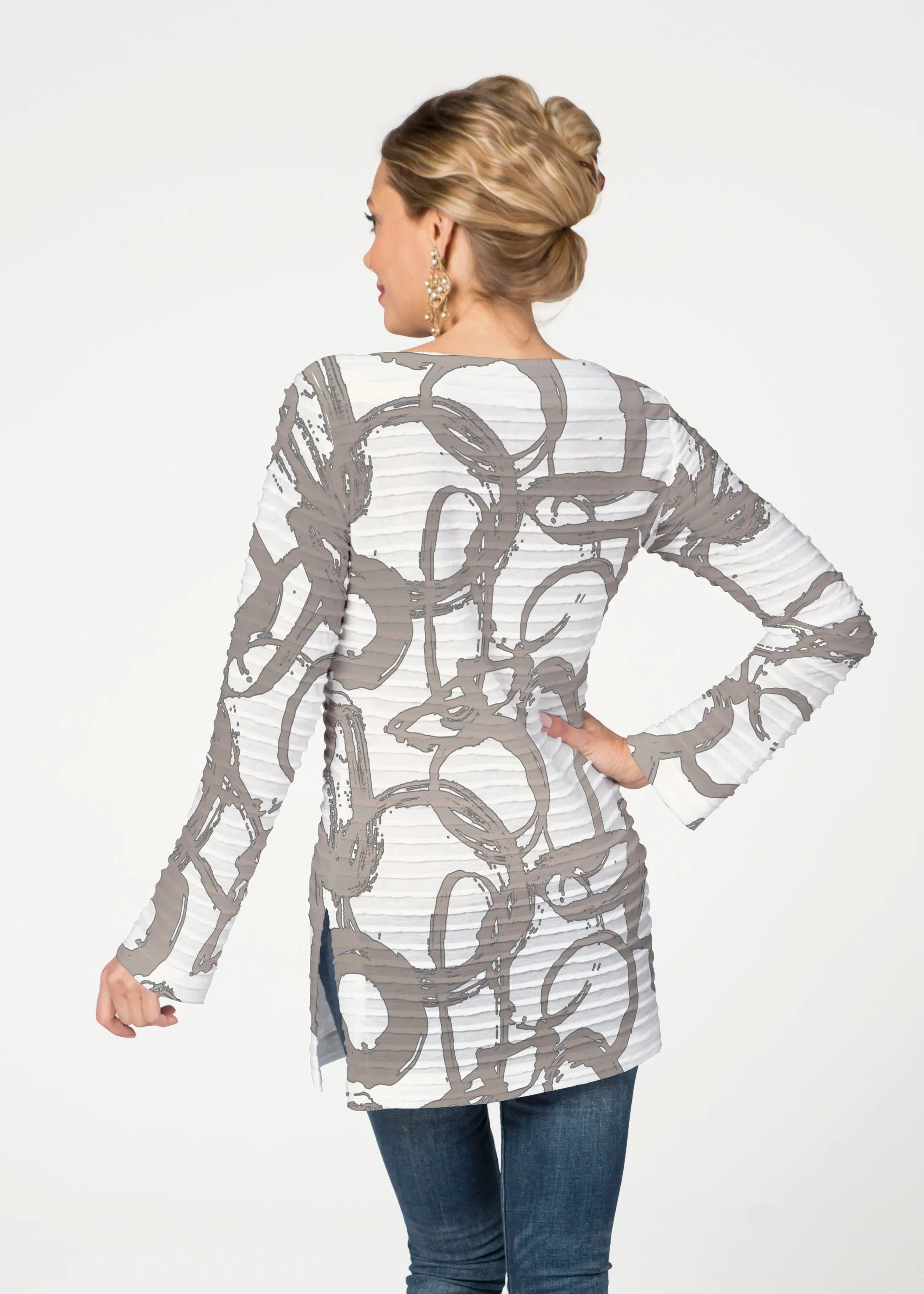 Round About (16261) ~ Banded Boatneck Tunic