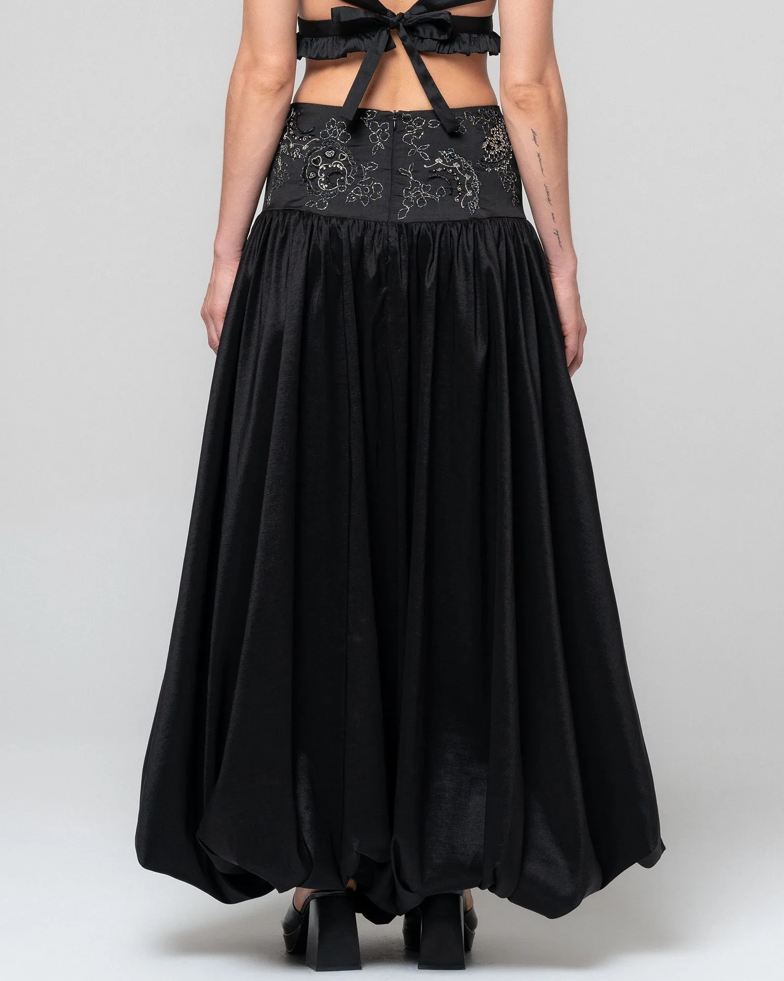 SALMA EMBELLISHED BLACK SKIRT
