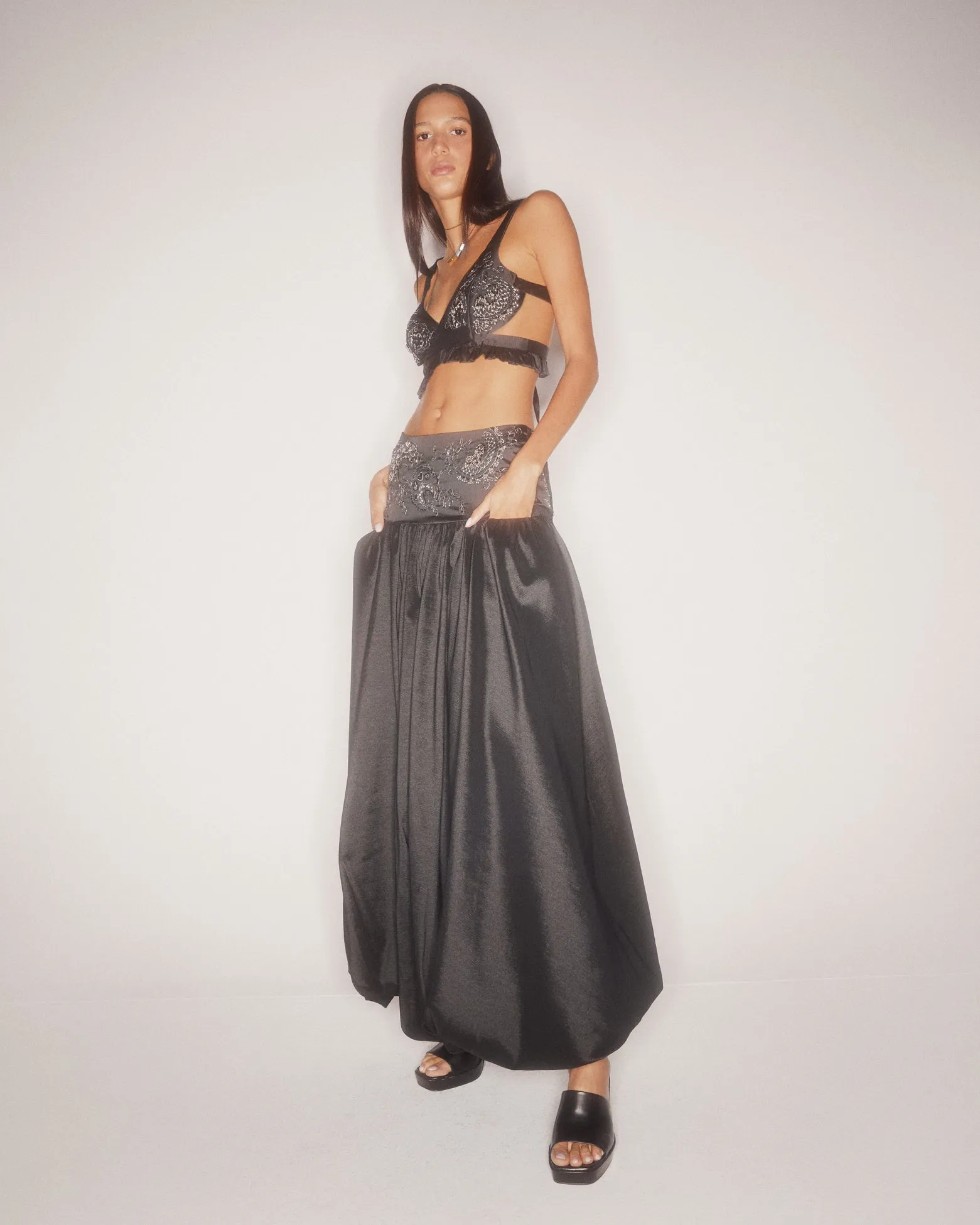 SALMA EMBELLISHED BLACK SKIRT
