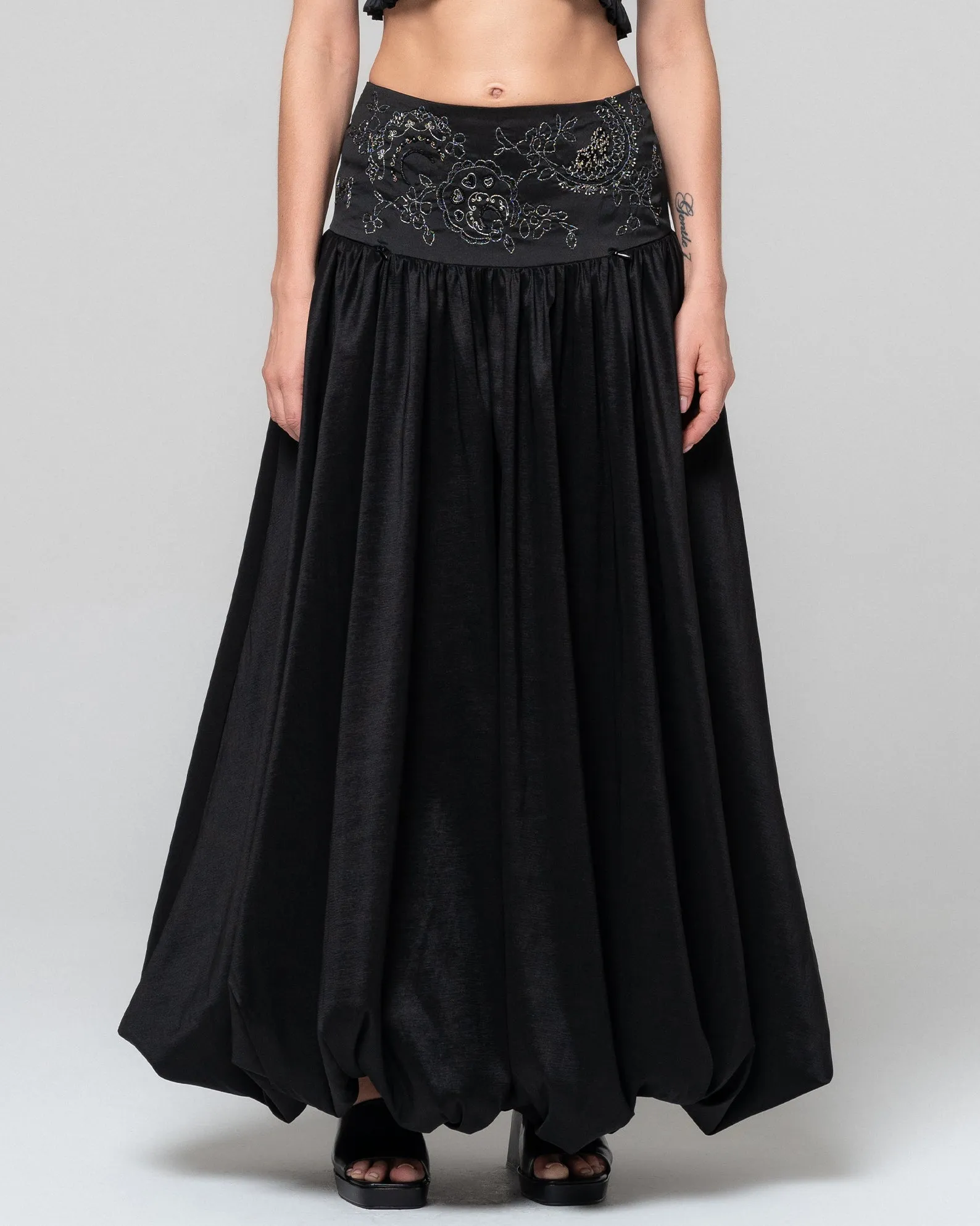SALMA EMBELLISHED BLACK SKIRT