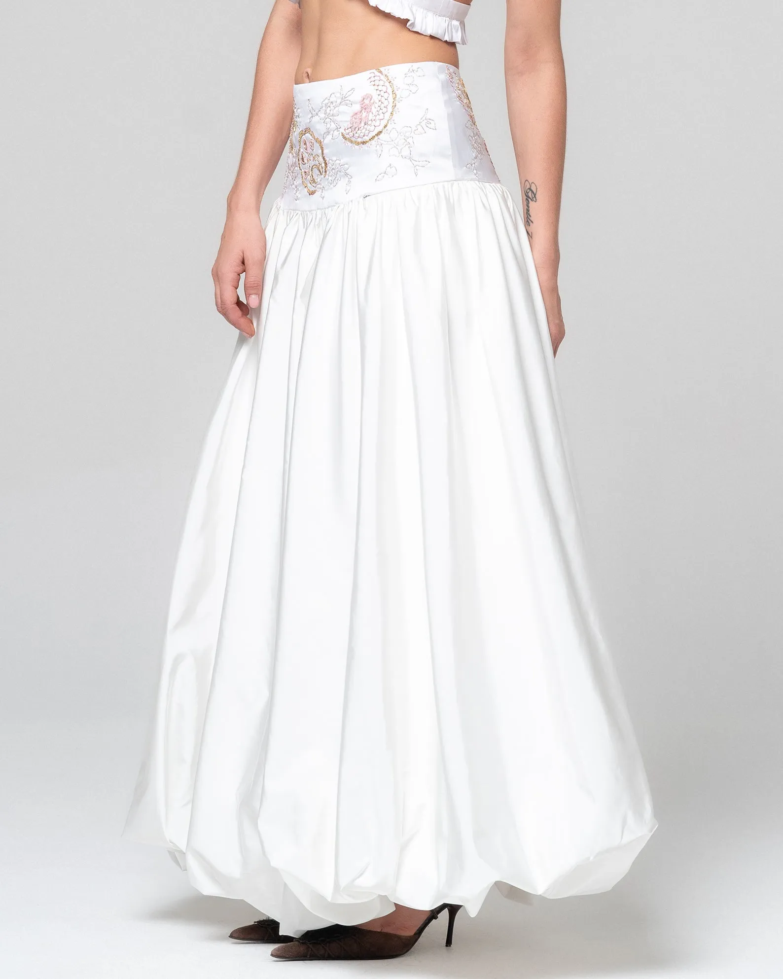 SALMA EMBELLISHED WHITE SKIRT