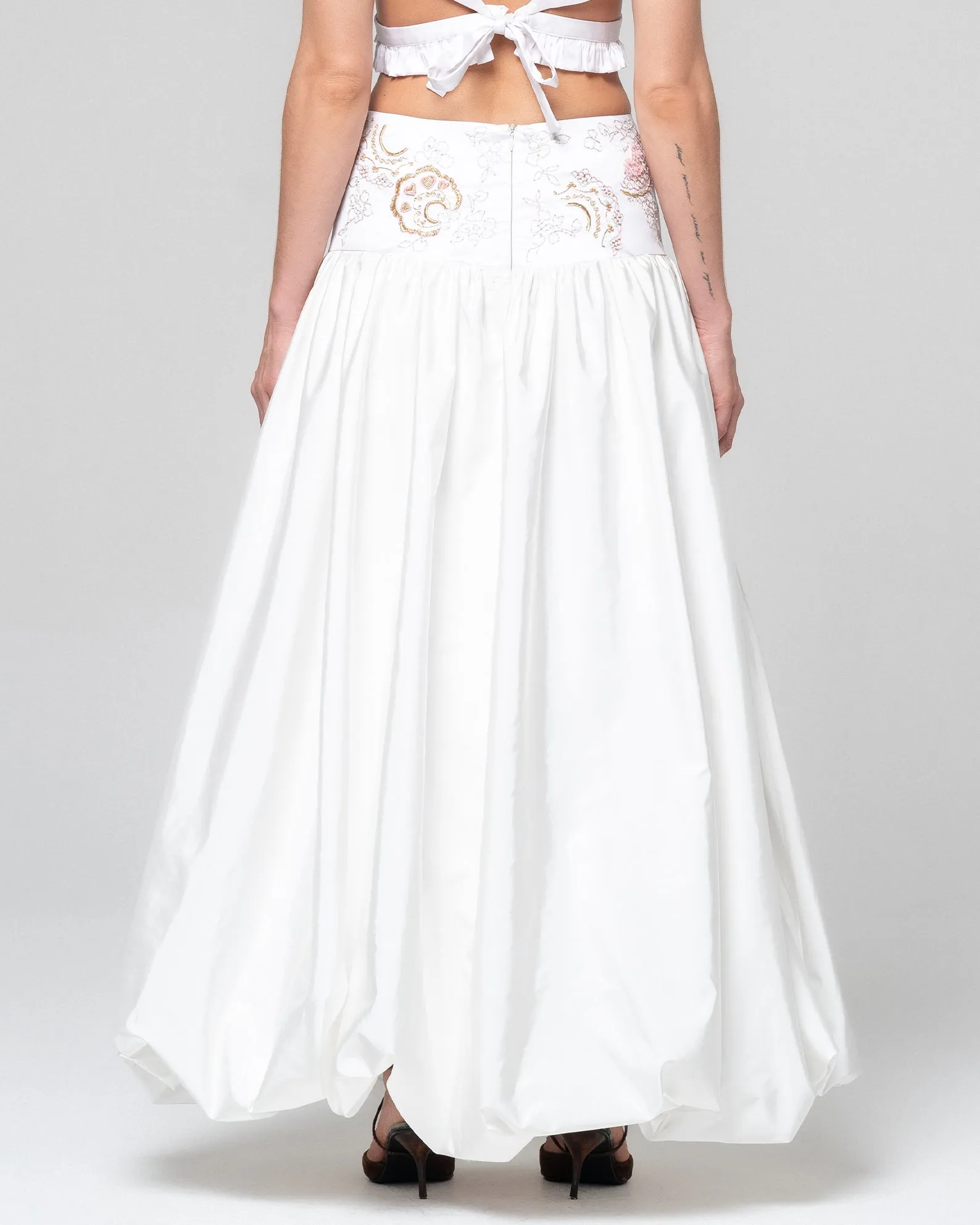 SALMA EMBELLISHED WHITE SKIRT