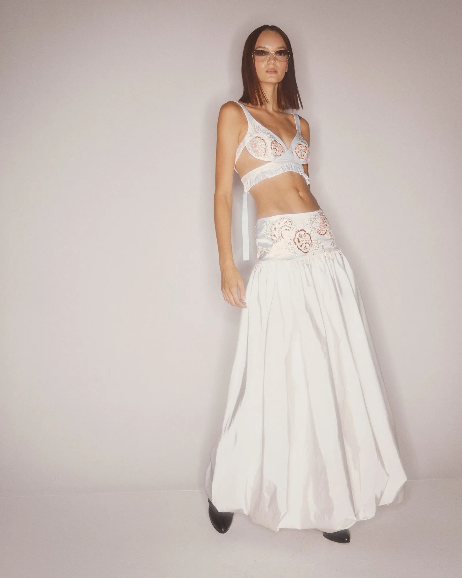 SALMA EMBELLISHED WHITE SKIRT