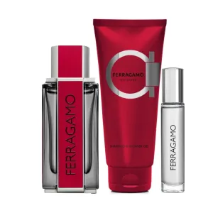 Salvatore Ferragamo Ferragamo Red Leather Pour Homme For Men Set EDP 100ml   EDP 10ml   Shampoo & Shower Gel 100ml