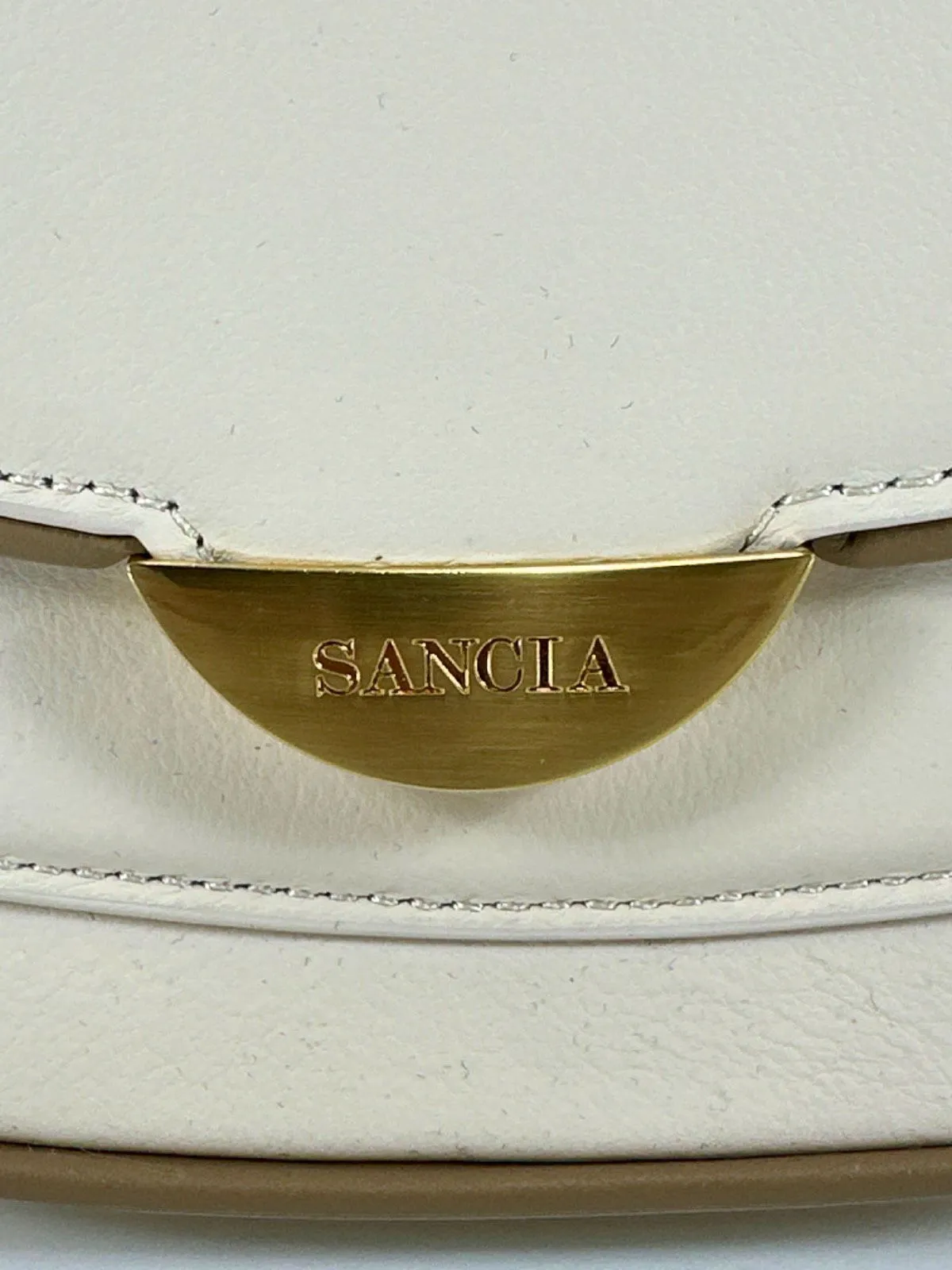 Sancia Beige Leather Izara Bag - Ecru Hazel