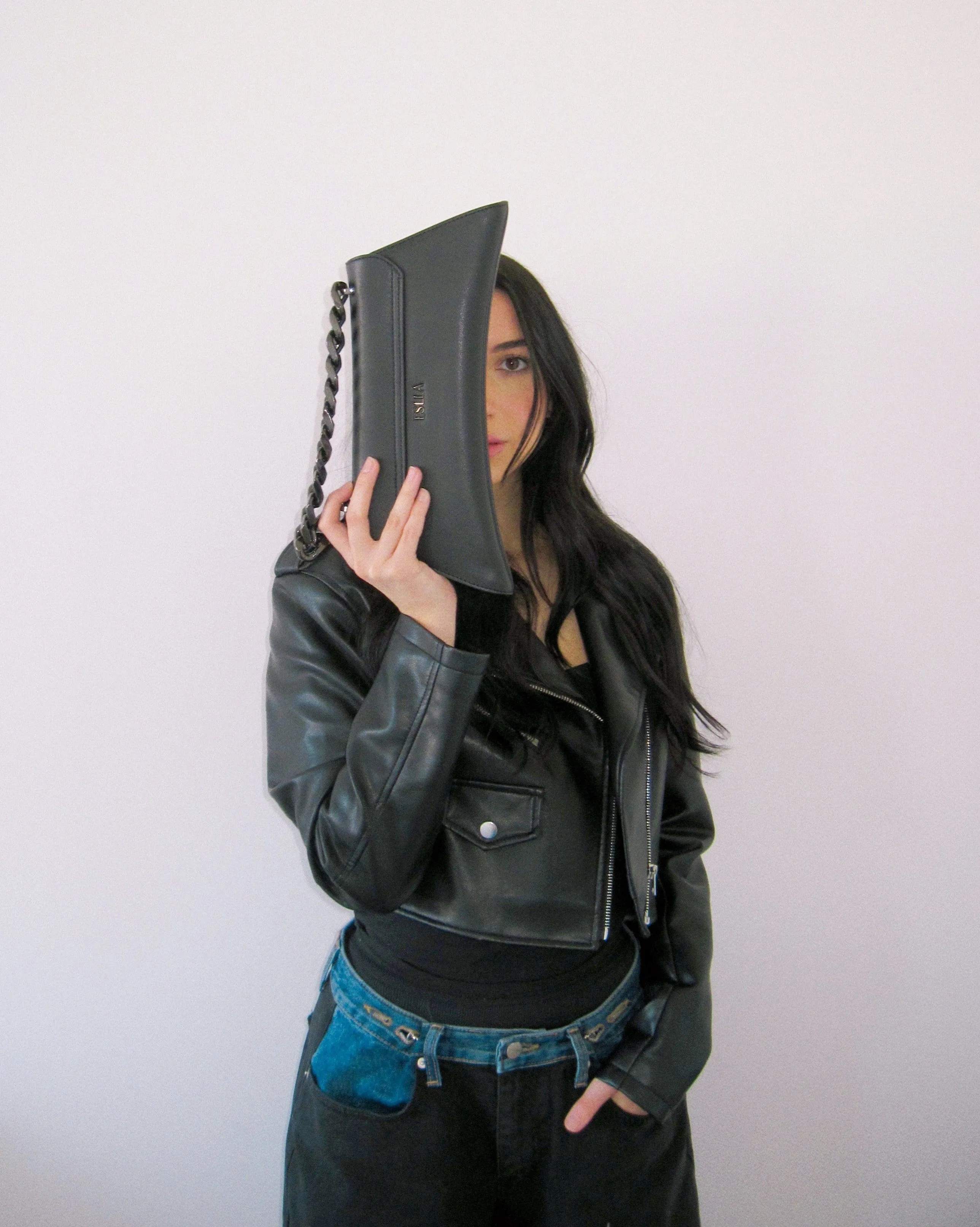 Satori Vegan Cactus Leather Clutch | Matte Black